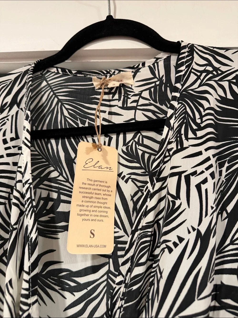 Elan Black and White Palm-Print Mini Shorts Romper small nwt